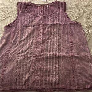 Soft Surroundings Purple Boxy Pleated Tank Top